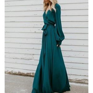 Dark Green Maxi with slit - Sz L